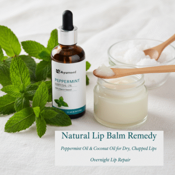 Ayurneed™ Natural Lip Balm Remedy – Peppermint Oil & Coconut Oil for Dry, Chapped Lips – Overnight Lip Repair