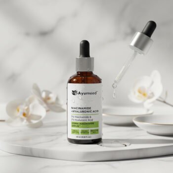 Ayurneed Niacinamide + Hyaluronic Acid Serum for Face – 5% Niacinamide & 1% HA – Oil-Free Hydration & Skin Brightening – 30ml