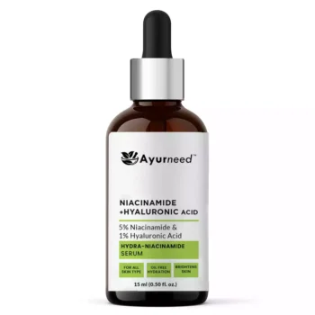 Ayurneed Niacinamide + Hyaluronic Acid Serum for Face – 5% Niacinamide & 1% HA – Oil-Free Hydration & Skin Brightening – 30ml