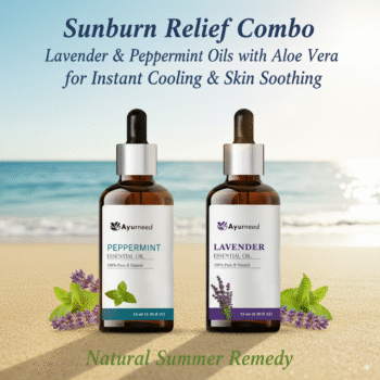 Ayurneed™ Sunburn Relief Combo – Lavender & Peppermint Oils with Aloe Vera for Instant Cooling & Skin Soothing – Natural Summer Remedy